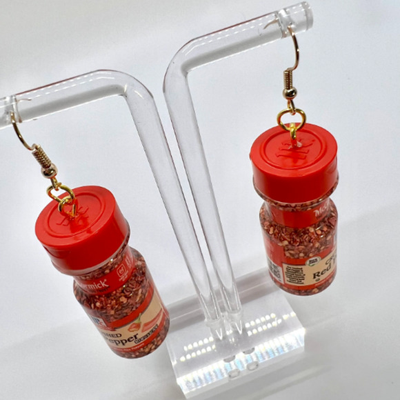 McCormick Crushed Red Pepper Earrings - Spice Earrings - Mini Brands Earrings - Picture 4 of 6